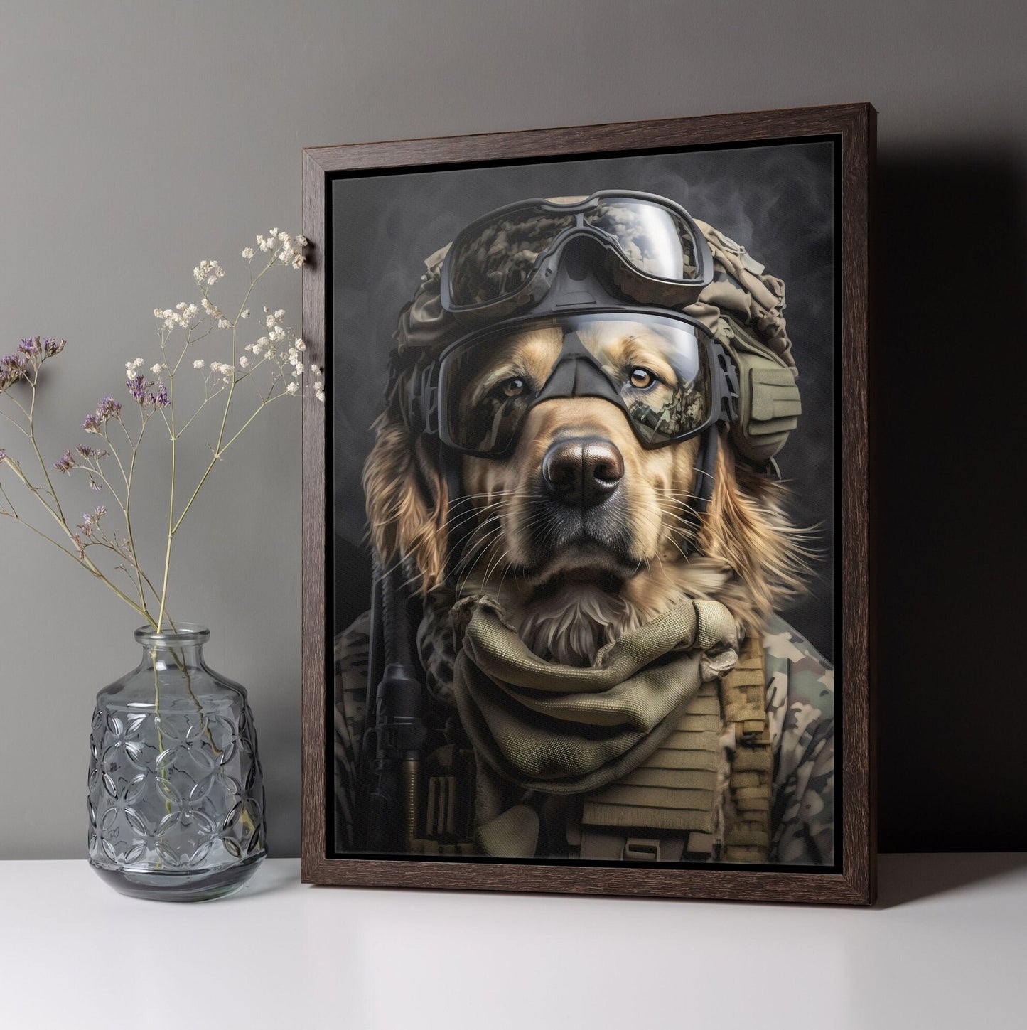Salomon | A Tribute to the Bravery and Loyalty of a Golden Retriever | Wrapped Canvas with Premium Floating Frame