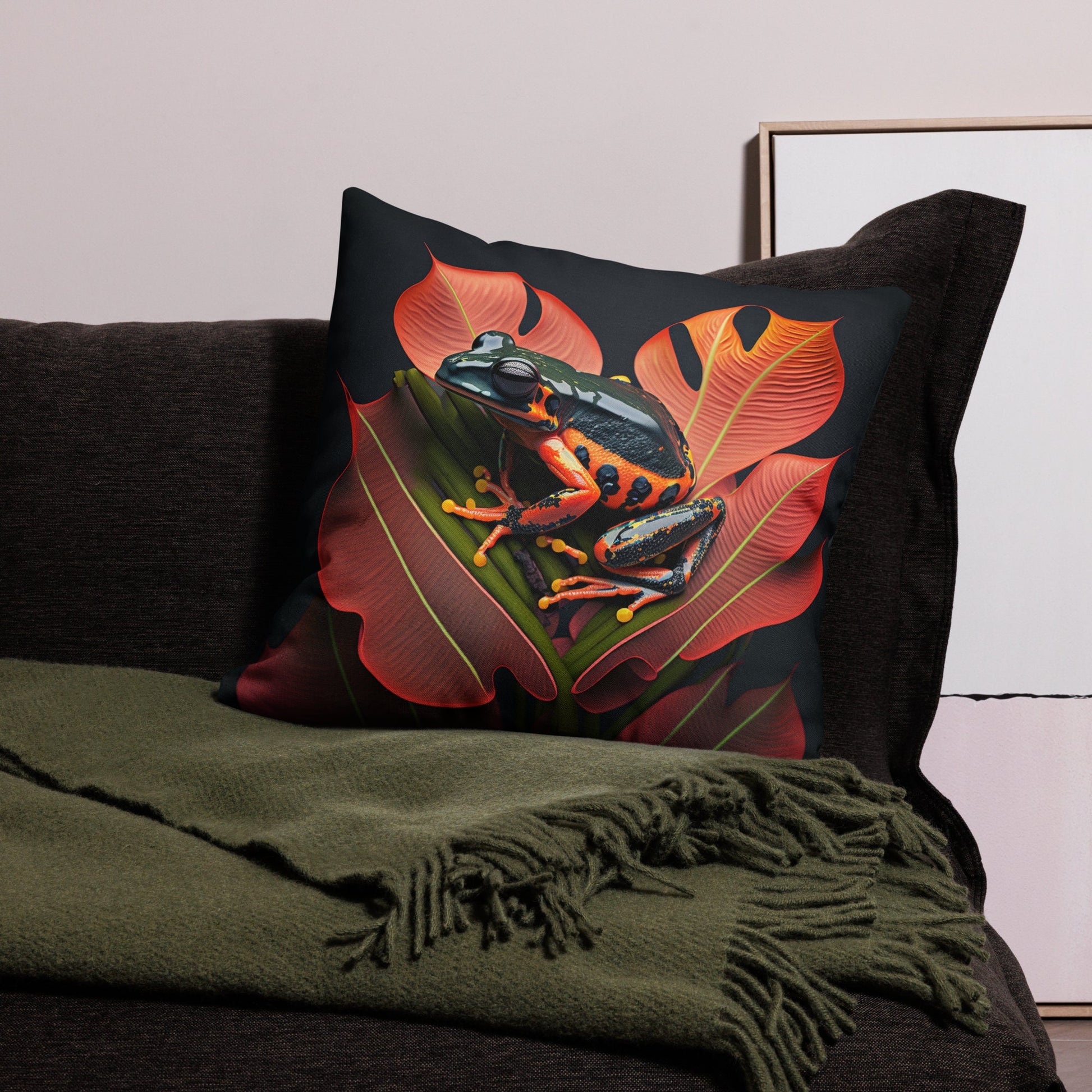 Strawberry Poison Dart Frog Decorative Pillow  Vibrant Colors and Int –  Unreal Image Studio