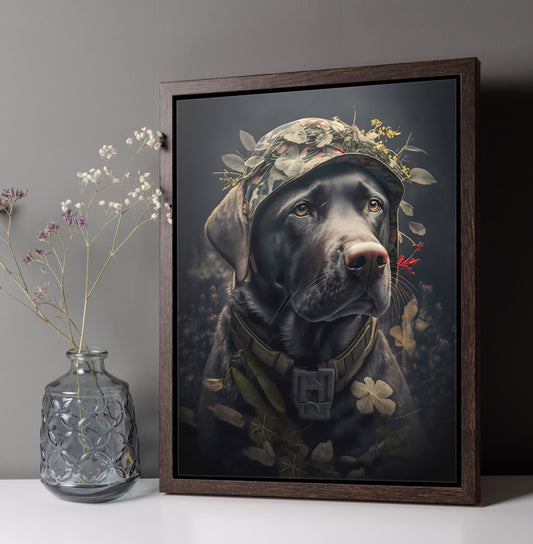 Black Labrador Retriever | Hunter | A Tribute to the Bravery and Loyalty of a Black Lab | Wrapped Canvas with Premium Floating Frame